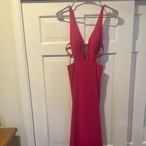 Aidan Mattox Red Bodycon Dress with Plunge Neckline